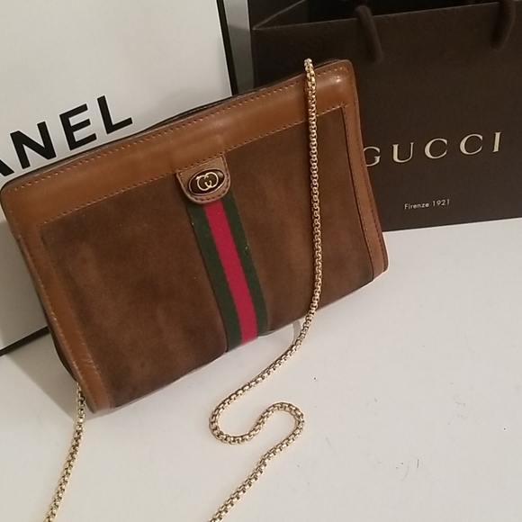 Gucci Leather Suede Clutch Crossbody Purse - Picture 3 of 16